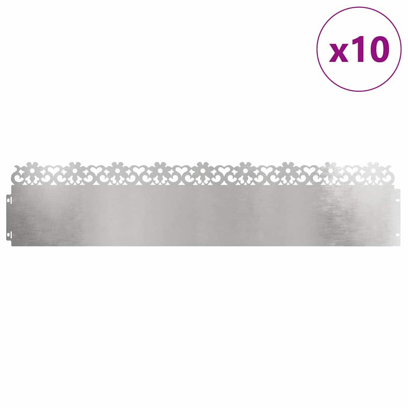 Load image into Gallery viewer, Vidaxl gazonranden 10 pcs zilver 103 x 0,05 x 22 cm roestvrij staal
