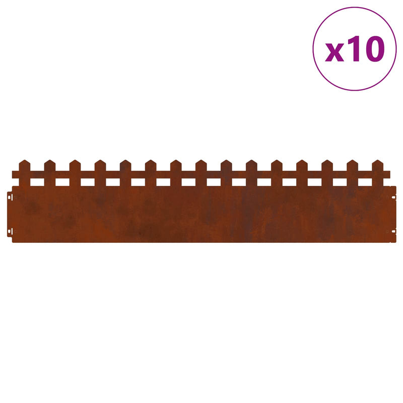 Load image into Gallery viewer, Vidaxl gazonranden 10 pcs roestig 103 x 0,05 x 22 cm cortenstaal
