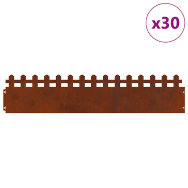 Vidaxl gazonranden 30 pcs roestig 103 x 0,05 x 22 cm cortenstaal
