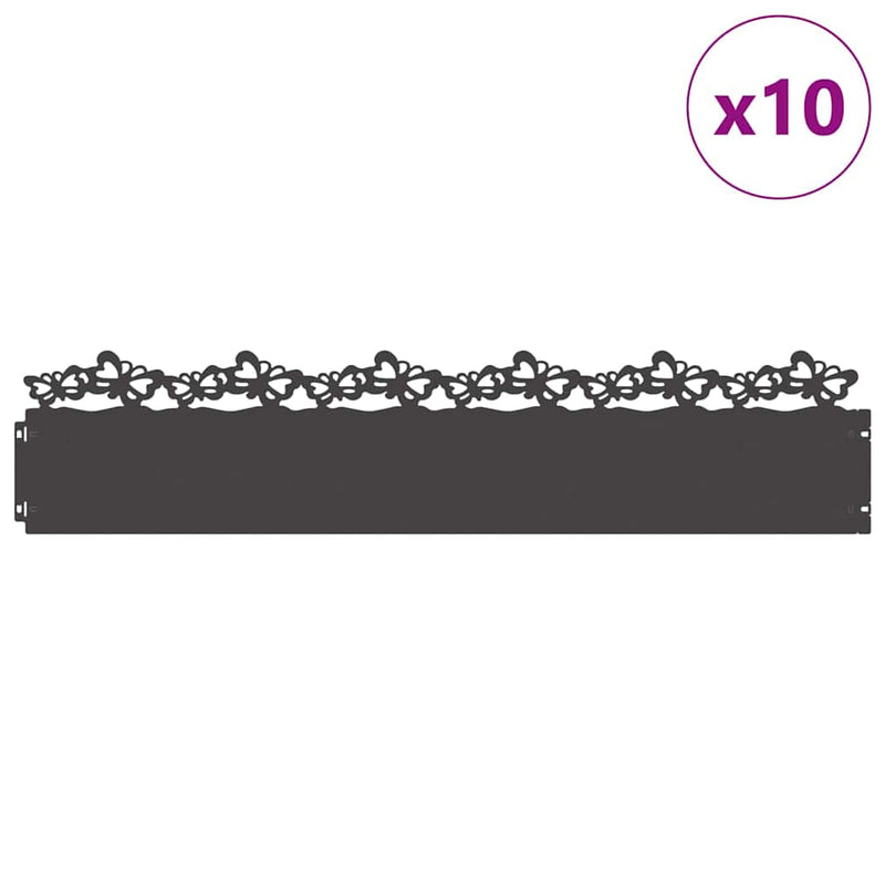 Load image into Gallery viewer, Vidaxl gazonranden 10 pcs zwart 103 x 0,05 x 22 cm staal
