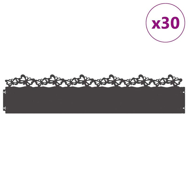 Load image into Gallery viewer, Vidaxl gazonranden 30 pcs zwart 103 x 0,05 x 22 cm staal
