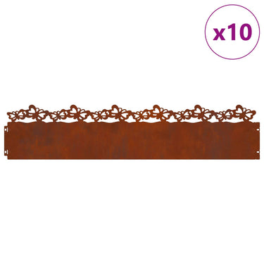 Vidaxl gazonranden 10 pcs roestig 103 x 0,05 x 22 cm cortenstaal