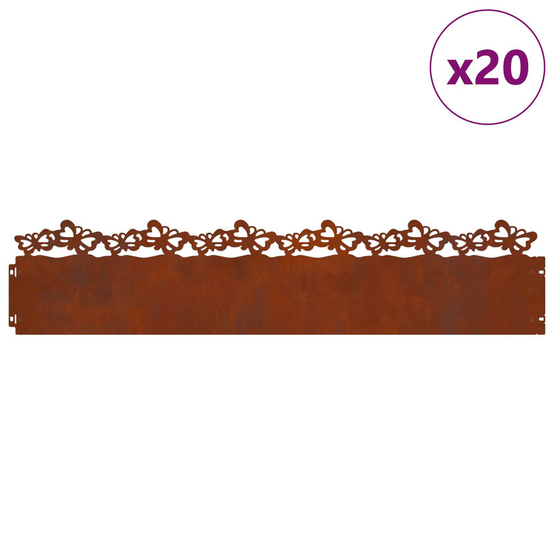 Load image into Gallery viewer, Vidaxl gazonranden 20 pcs roestig 103 x 0,05 x 22 cm cortenstaal
