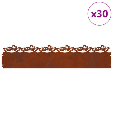 Vidaxl gazonranden 30 pcs roestig 103 x 0,05 x 22 cm cortenstaal