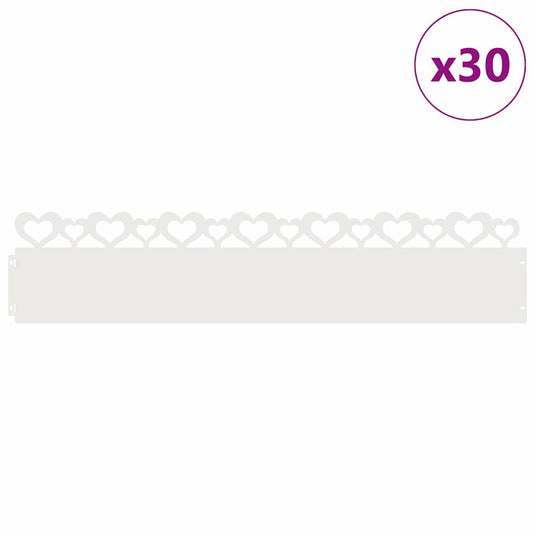 Vidaxl gazonranden 30 pcs wit 103 x 0,05 x 22 cm staal