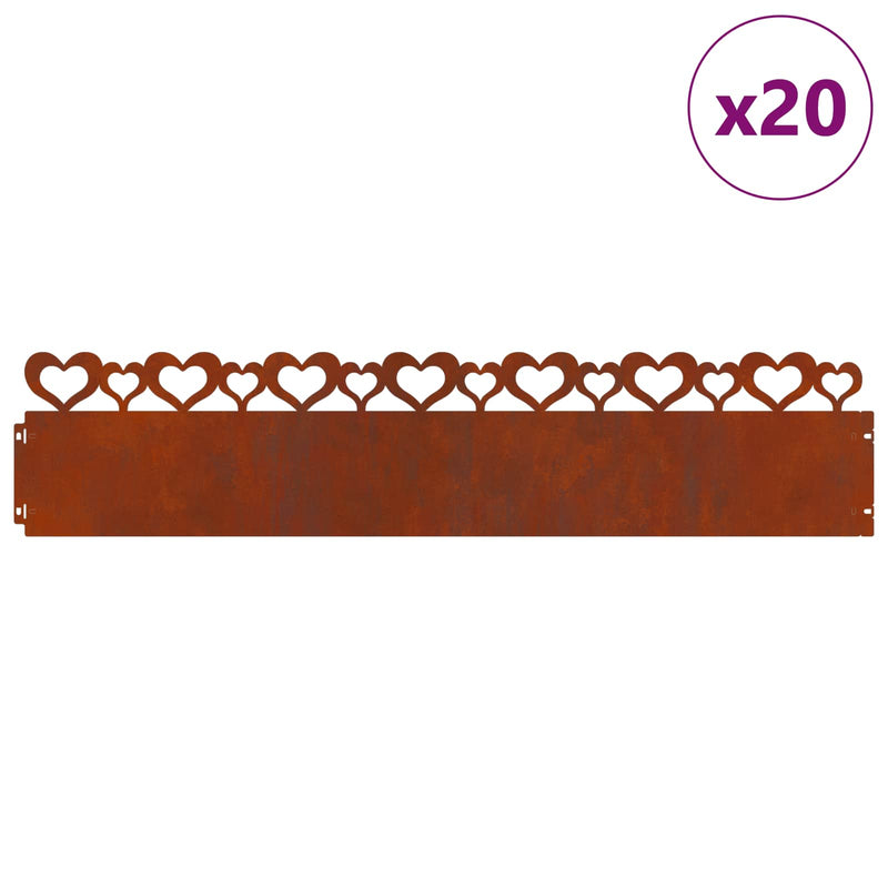 Load image into Gallery viewer, Vidaxl gazonranden 20 pcs roestig 103 x 0,05 x 22 cm cortenstaal
