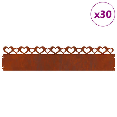 Vidaxl gazonranden 30 pcs roestig 103 x 0,05 x 22 cm cortenstaal