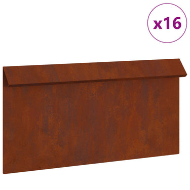 Vidaxl slakkenhekje 16 pcs roestig 50 x 3,5 x 25 cm cortenstaal