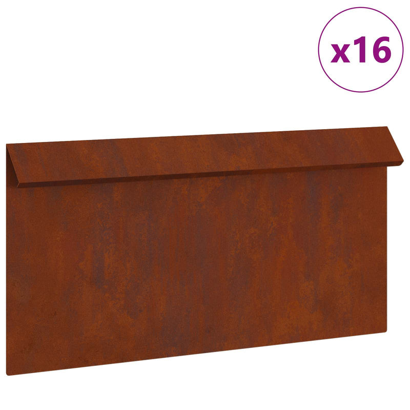 Load image into Gallery viewer, Vidaxl slakkenhekje 16 pcs roestig 50 x 3,5 x 25 cm cortenstaal
