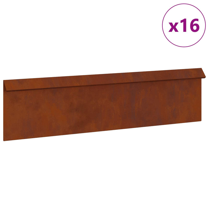 Load image into Gallery viewer, Vidaxl slakkenhekje 16 pcs roestig 100 x 3,5 x 25 cm cortenstaal
