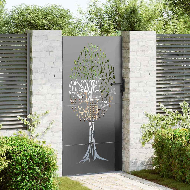 Load image into Gallery viewer, Vidaxl tuinpoort met slot zwart 85 x 175 cm poedergecoat staal
