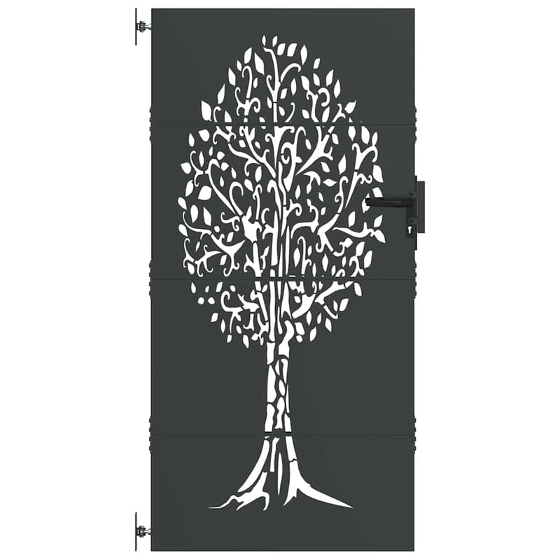 Load image into Gallery viewer, Vidaxl tuinpoort met slot zwart 85 x 175 cm poedergecoat staal

