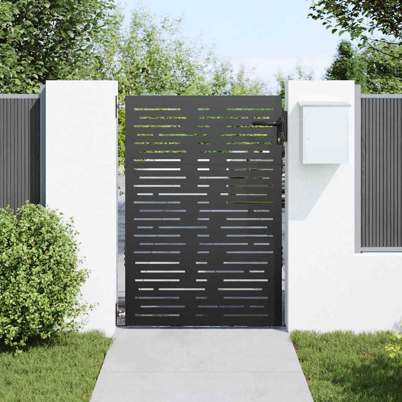 Load image into Gallery viewer, Vidaxl tuinpoort met slot zwart 85 x 125 cm poedergecoat staal

