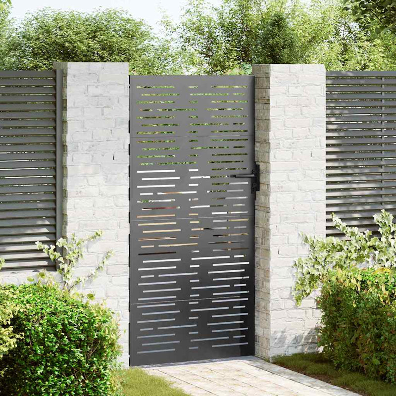Load image into Gallery viewer, Vidaxl tuinpoort met slot zwart 85 x 200 cm poedergecoat staal
