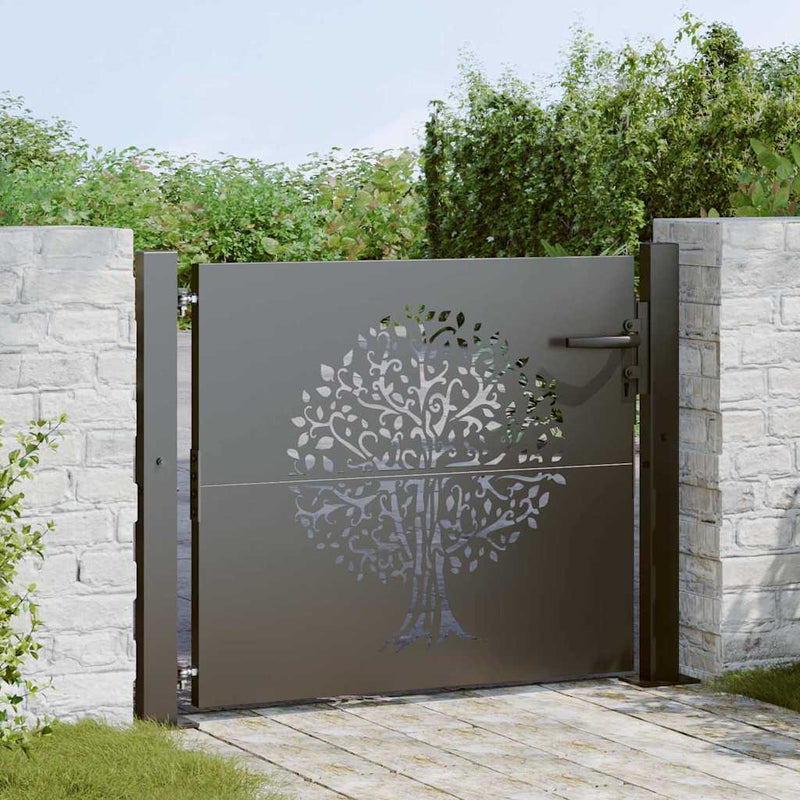 Load image into Gallery viewer, Vidaxl tuinpoort met slot zwart 110 x 105 cm poedergecoat staal
