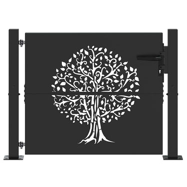 Vidaxl tuinpoort met slot zwart 110 x 105 cm poedergecoat staal