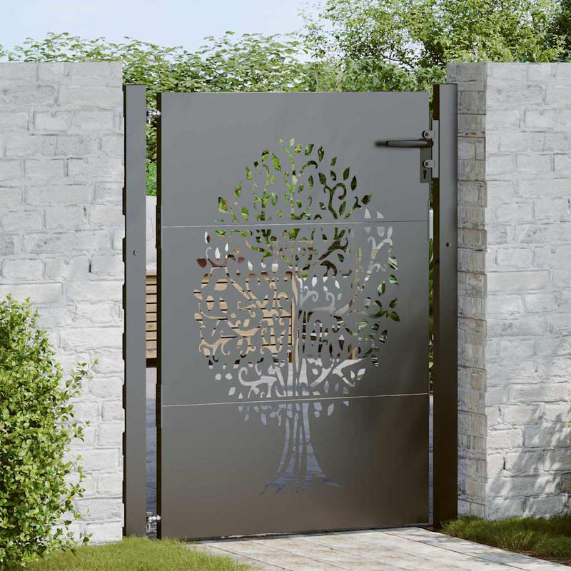 Load image into Gallery viewer, Vidaxl tuinpoort met slot zwart 110 x 130 cm poedergecoat staal
