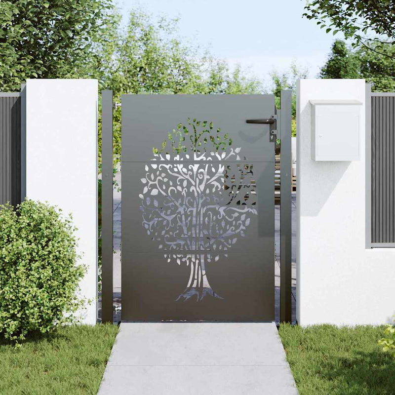 Load image into Gallery viewer, Vidaxl tuinpoort met slot zwart 110 x 155 cm poedergecoat staal
