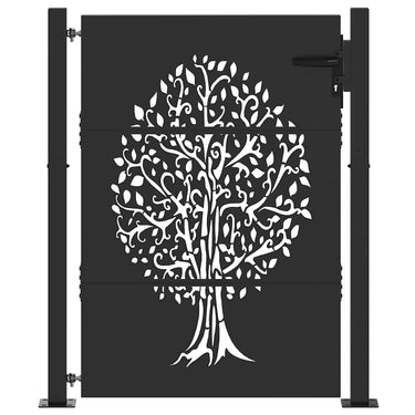 Vidaxl tuinpoort met slot zwart 110 x 155 cm poedergecoat staal