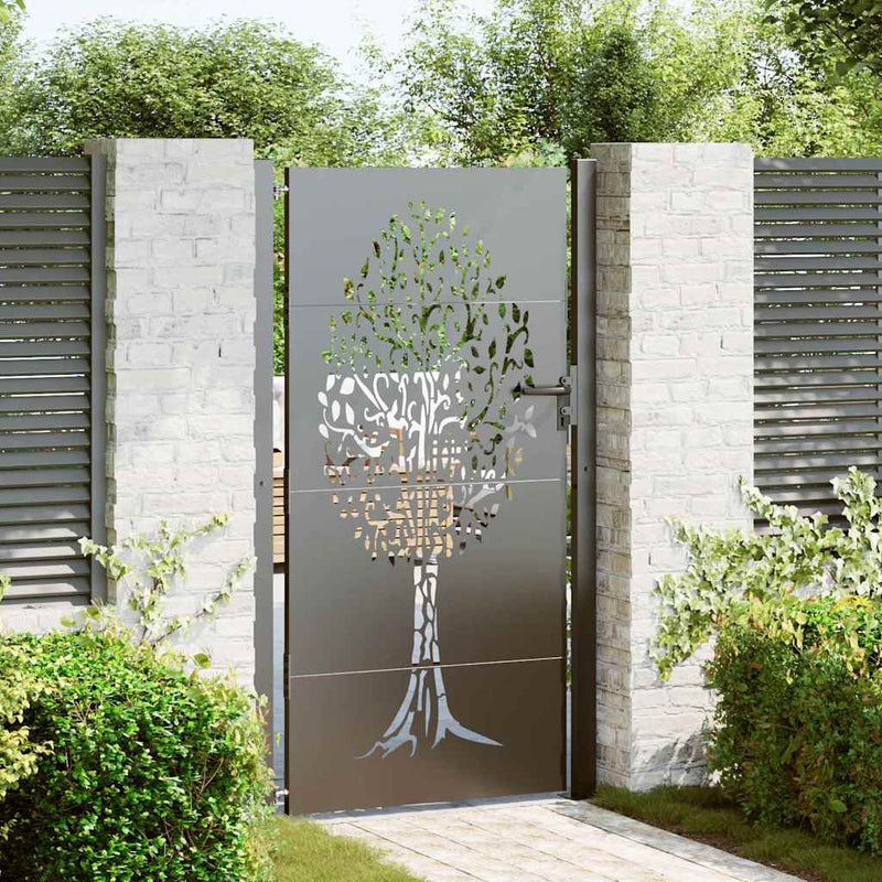 Load image into Gallery viewer, Vidaxl tuinpoort met slot zwart 110 x 180 cm poedergecoat staal
