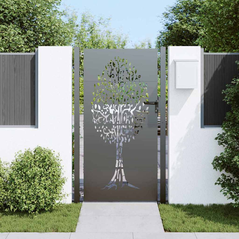 Load image into Gallery viewer, Vidaxl tuinpoort met slot zwart 110 x 180 cm poedergecoat staal
