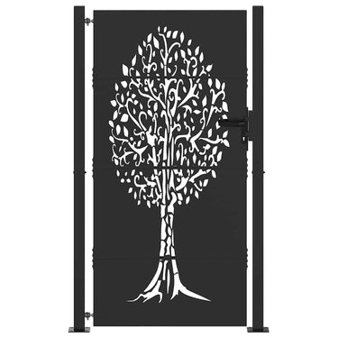 Vidaxl tuinpoort met slot zwart 110 x 205 cm poedergecoat staal