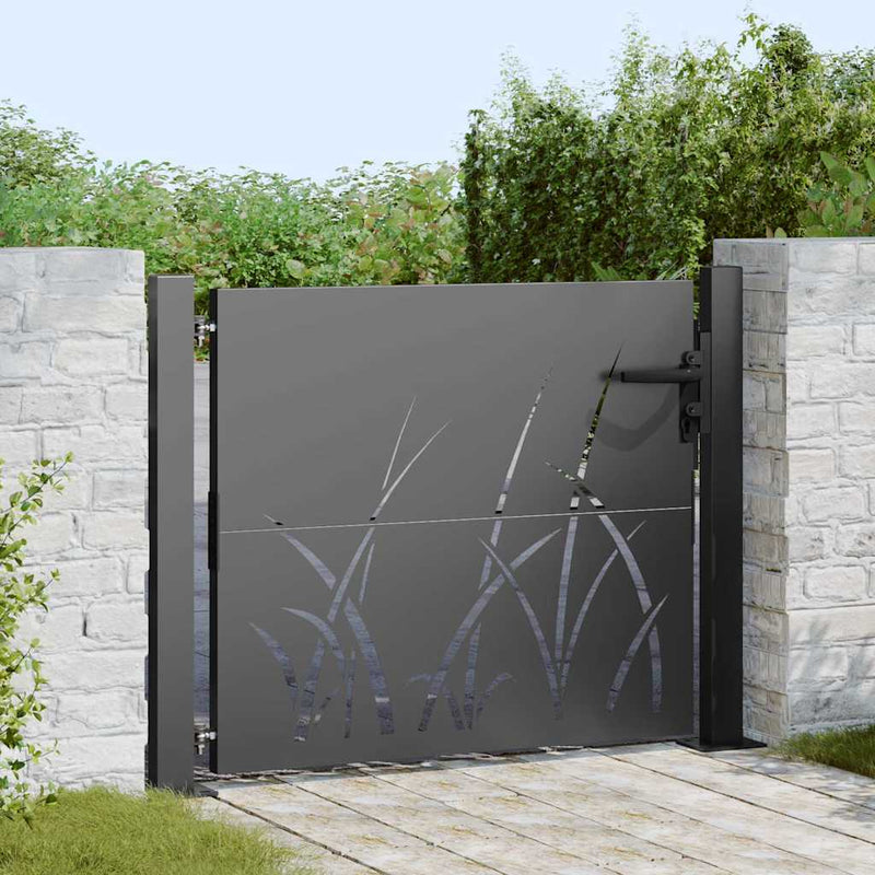 Load image into Gallery viewer, Vidaxl tuinpoort met slot zwart 110 x 105 cm poedergecoat staal
