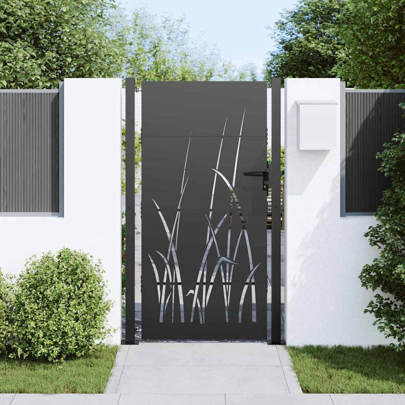 Load image into Gallery viewer, Vidaxl tuinpoort met slot zwart 110 x 180 cm poedergecoat staal
