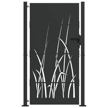 Vidaxl tuinpoort met slot zwart 110 x 180 cm poedergecoat staal