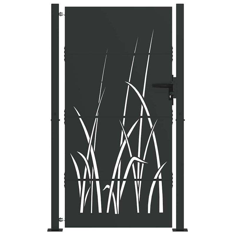 Load image into Gallery viewer, Vidaxl tuinpoort met slot zwart 110 x 180 cm poedergecoat staal
