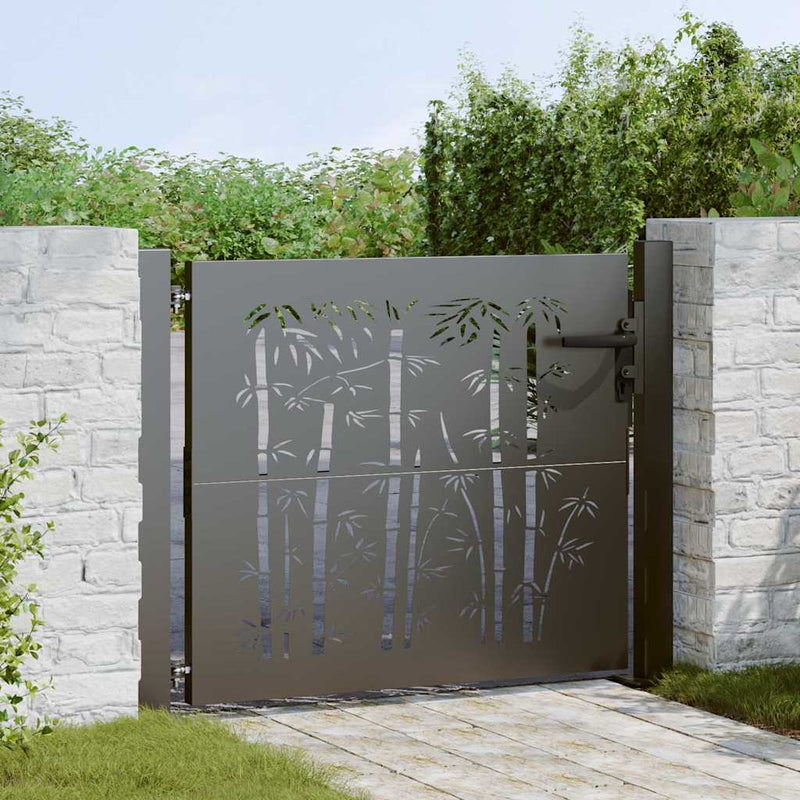Load image into Gallery viewer, Vidaxl tuinpoort met slot zwart 110 x 105 cm gepoedercoat staal
