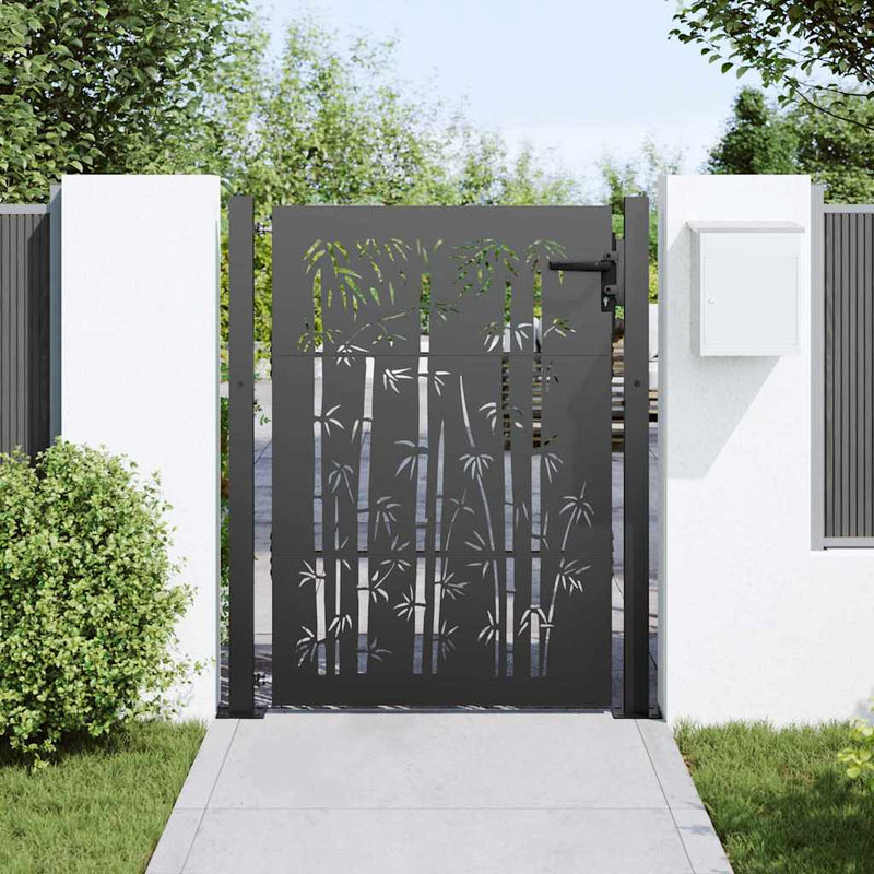 Load image into Gallery viewer, Vidaxl tuinpoort met slot zwart 110 x 130 cm gepoedercoat staal

