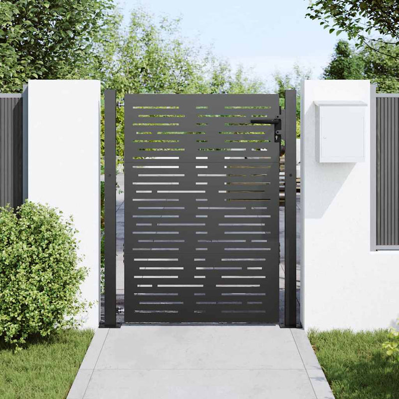 Load image into Gallery viewer, Vidaxl tuinpoort met slot zwart 110 x 130 cm gepoedercoat staal
