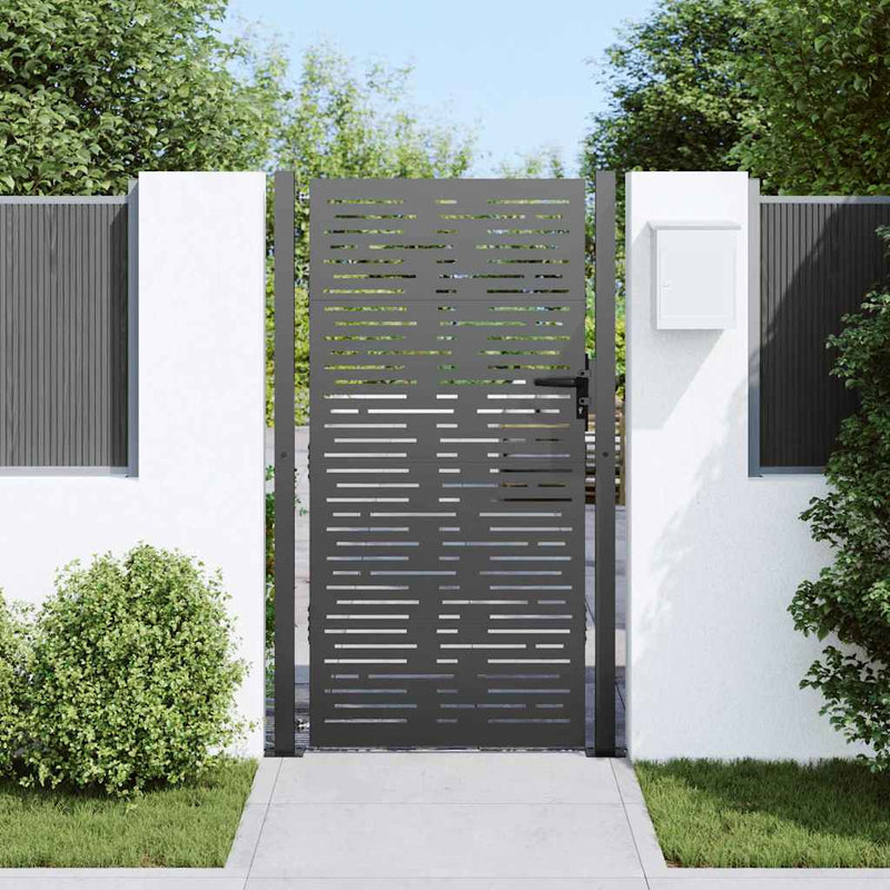 Load image into Gallery viewer, Vidaxl tuinpoort met slot zwart 110 x 180 cm gepoedercoat staal
