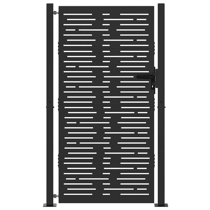 Load image into Gallery viewer, Vidaxl tuinpoort met slot zwart 110 x 180 cm gepoedercoat staal
