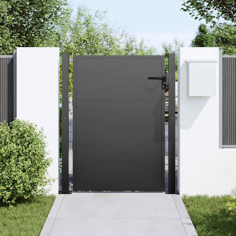 Load image into Gallery viewer, Vidaxl tuinpoort met slot zwart 110 x 130 cm gepoedercoat staal
