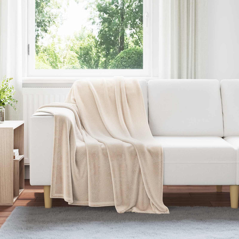 Load image into Gallery viewer, Vidaxl gooi deken beige 130 x 150 cm fleece
