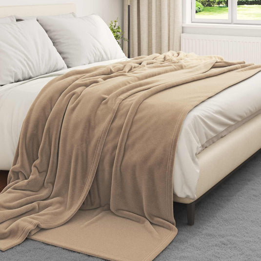 Vidaxl gooi deken kameel 240 x 270 cm fleece