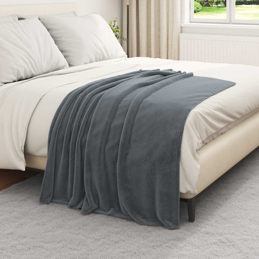 Vidaxl gooi deken donkergrijs 130 x 150 cm fleece