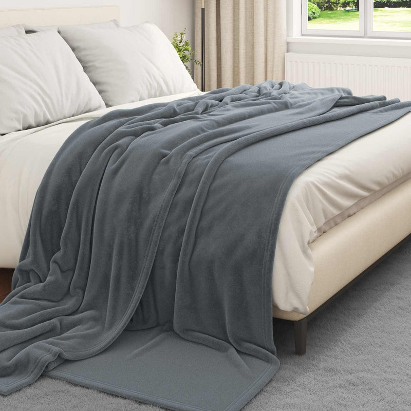 Load image into Gallery viewer, Vidaxl gooi deken donkergrijs 220 x 240 cm fleece
