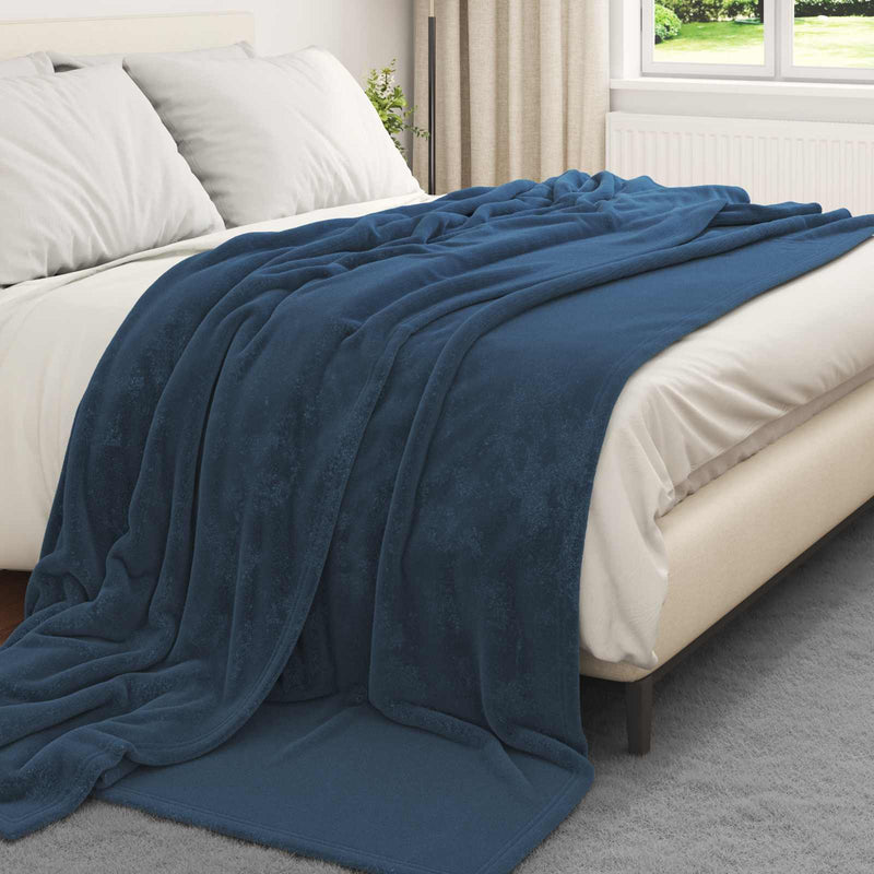 Load image into Gallery viewer, Vidaxl gooi deken marineblauw 240 x 270 cm fleece
