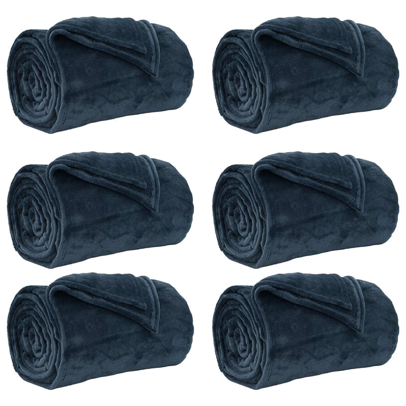 Load image into Gallery viewer, Vidaxl kleden 6 pcs marineblauw 130 x 150 cm fleece
