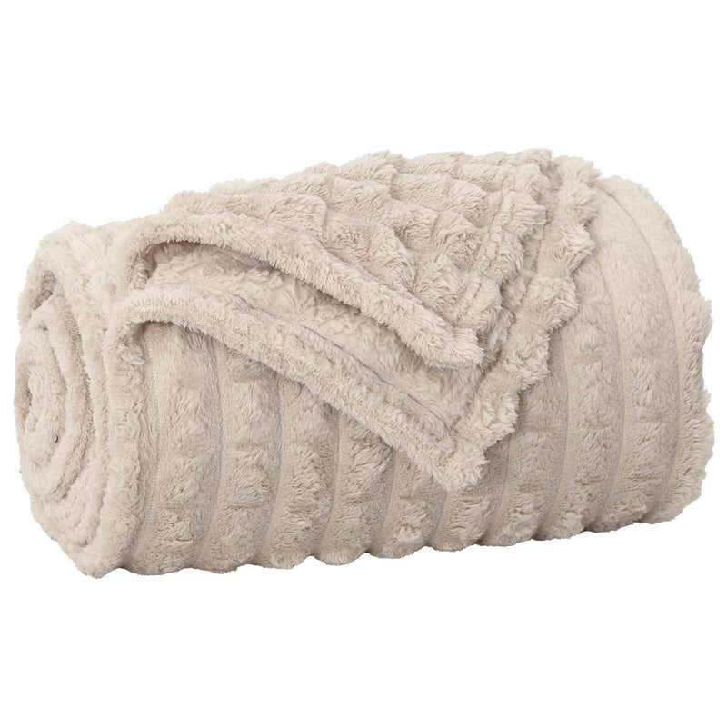 Load image into Gallery viewer, Vidaxl gooi deken beige 150 x 130 cm fleece

