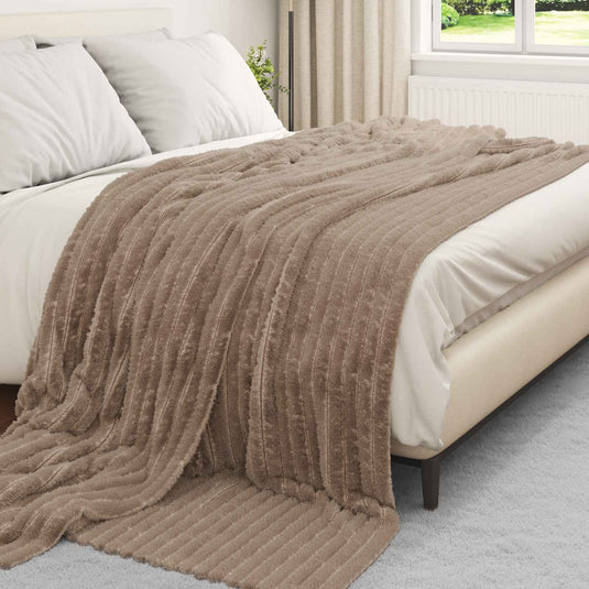 Vidaxl gooi deken kameel 240 x 220 cm fleece