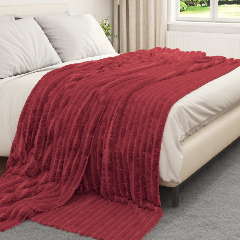 Load image into Gallery viewer, Vidaxl gooi deken bordeaux rood 240 x 220 cm fleece
