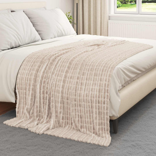 Vidaxl gooi deken beige 200 x 150 cm fleece