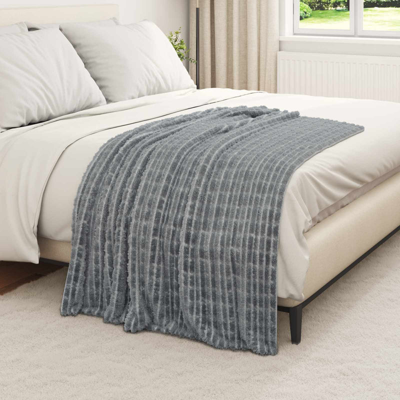 Load image into Gallery viewer, Vidaxl gooi deken donkergrijs 150 x 130 cm fleece
