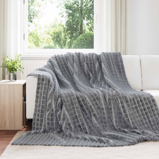 Vidaxl gooi deken donkergrijs 240 x 220 cm fleece