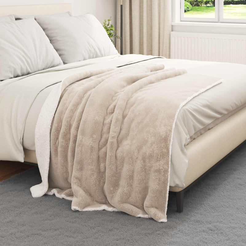 Load image into Gallery viewer, Vidaxl gooi deken beige 130 x 150 cm fleece
