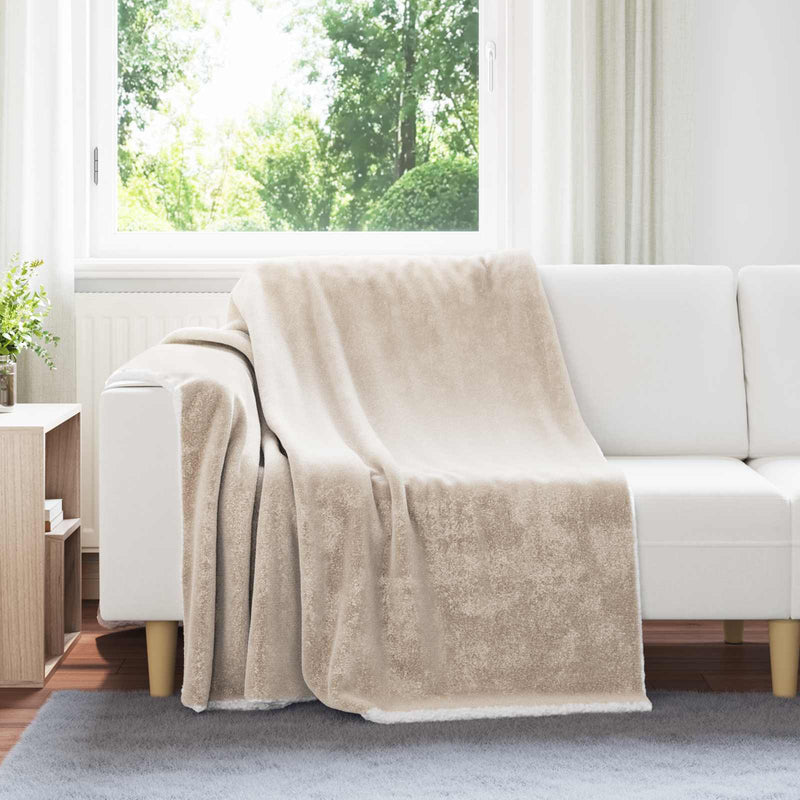 Load image into Gallery viewer, Vidaxl gooi deken beige 150 x 200 cm fleece
